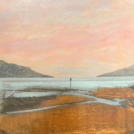Painting Coucher de soleil by Mahieu Bertrand | Painting Figurative Metal Landscapes