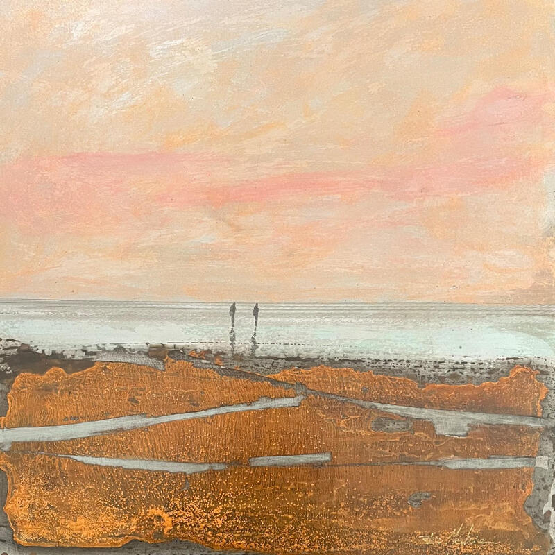 Painting Soir à la plage by Mahieu Bertrand | Painting Figurative Landscapes Metal