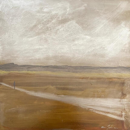 Painting Temps d’orage sur le Causse by Mahieu Bertrand | Painting Figurative Metal Landscapes