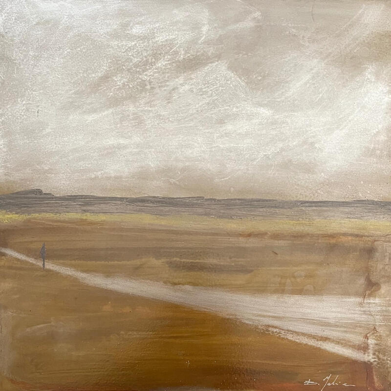 Painting Temps d’orage sur le Causse by Mahieu Bertrand | Painting Figurative Landscapes Metal