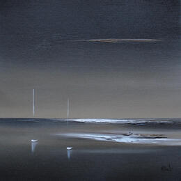 Peinture Evasion 101 par Roussel Marie-Ange et Fanny | Tableau Figuratif Huile Marine, Minimaliste