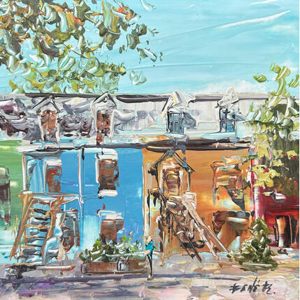 Painting Rooftops in Autumn by Rodrigues Bené | Painting Pop icons