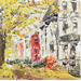 Painting City with fallen leaves by Rodrigues Bené | Painting