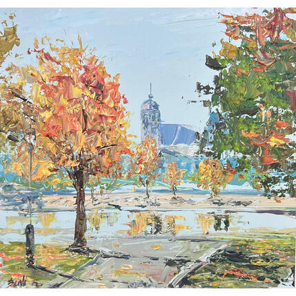 Painting Trees dressed in gold by Rodrigues Bené | Painting