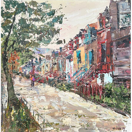 Painting Montreal in the evening by Rodrigues Bené | Painting