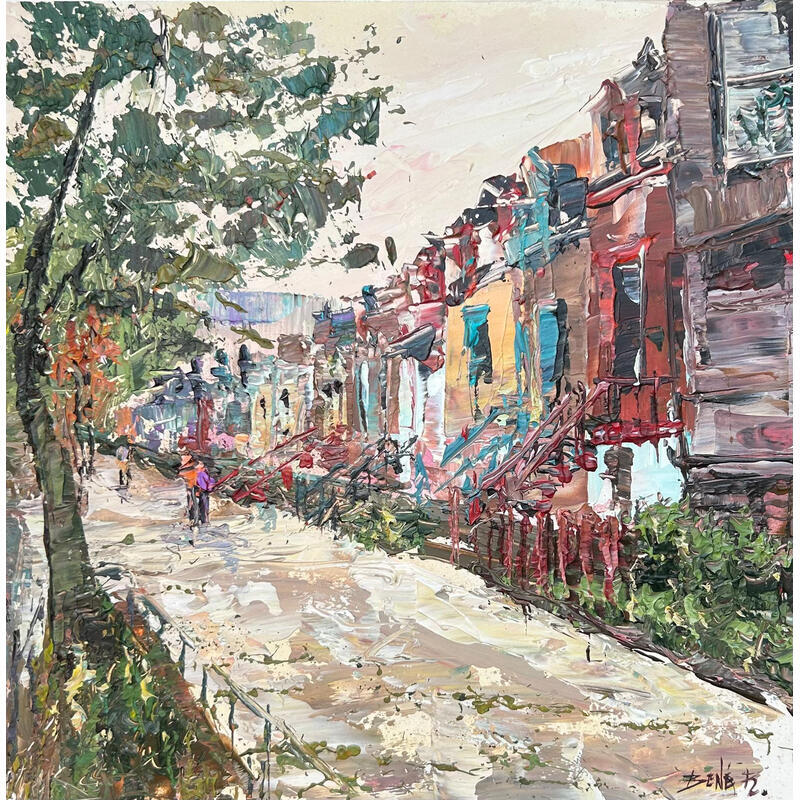 Painting Montreal in the evening by Rodrigues Bené | Painting