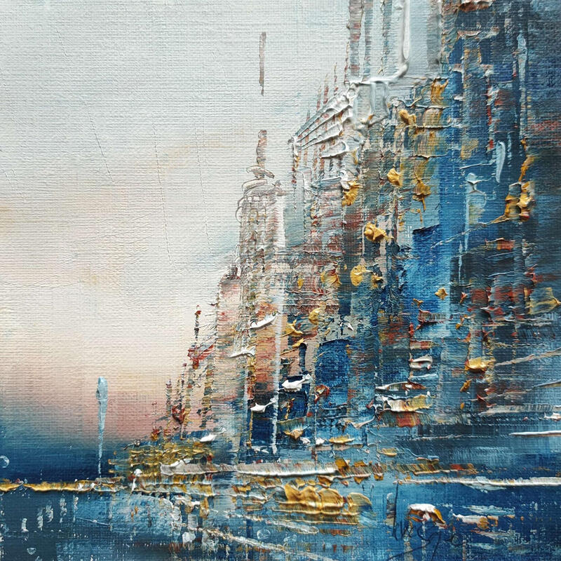 Painting Gold reflects by Levesque Emmanuelle | Painting Oil
