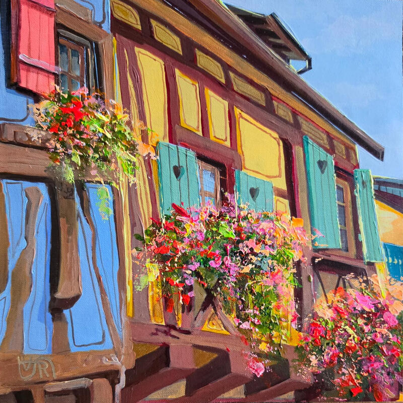 Painting And a beautiful day again in Alsace by Rasa | Painting Figurative Urban Acrylic