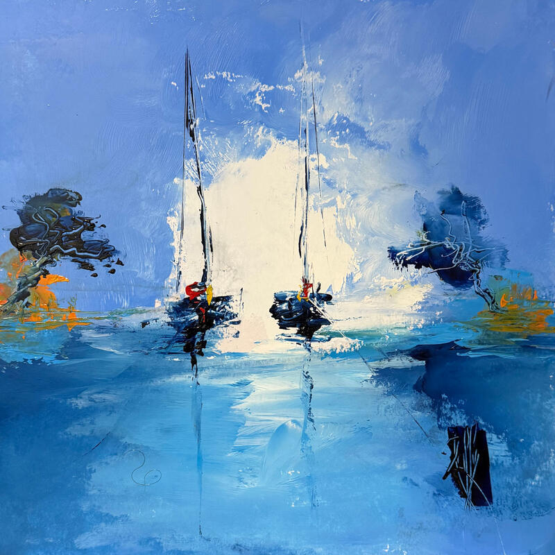 Peinture Vue d'un soir par Raffin Christian | Tableau Figuratif Marine Huile