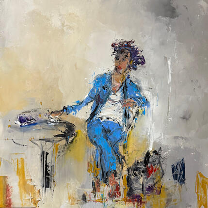 Peinture Un petit café par Raffin Christian | Tableau Figuratif Huile Scènes de vie
