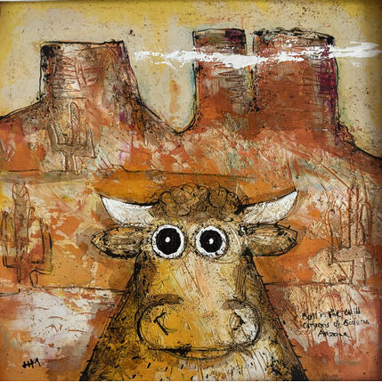 Painting Wild bull by Maury Hervé | Painting Raw art Acrylic, Pigments Animals