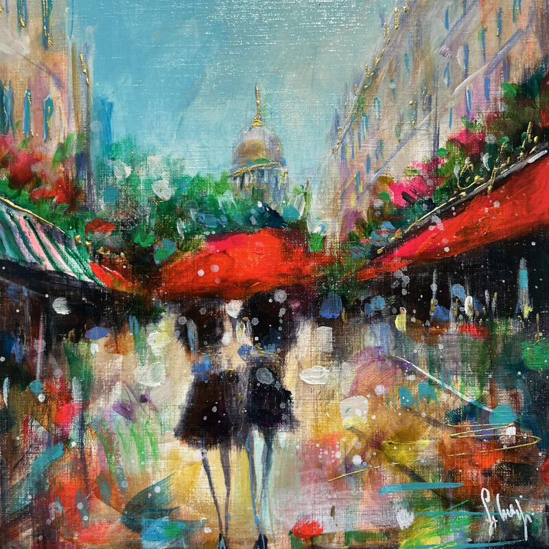 Painting Girlfriend Paris by Solveiga | Painting Acrylic