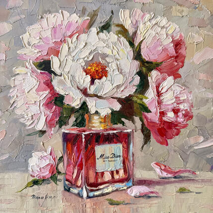 Peinture Peonies & Perfume par Pigni Diana | Tableau Impressionnisme Huile Nature, Natures mortes, Scènes de vie