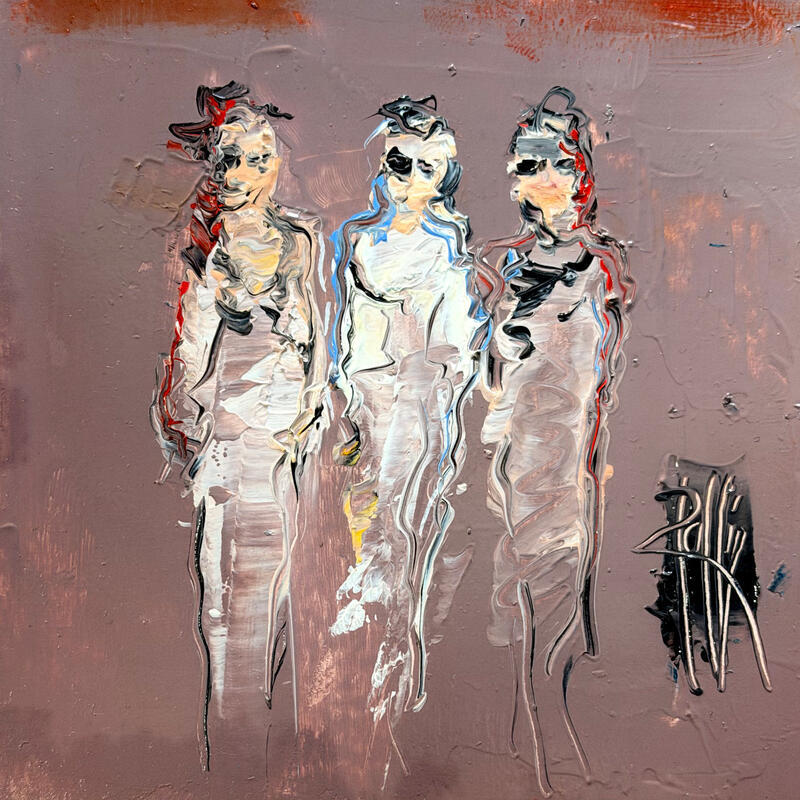 Painting Copines by Raffin Christian | Painting Figurative Life style Oil