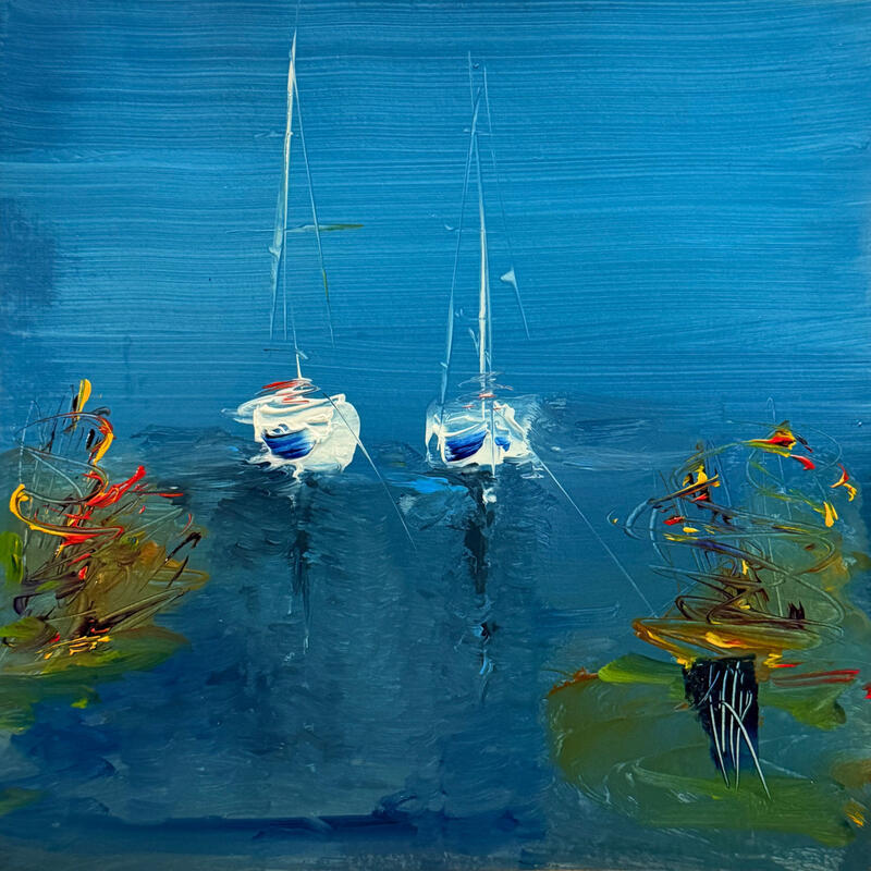 Painting Au calme by Raffin Christian | Painting Figurative Marine Oil