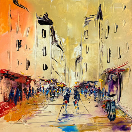 Painting Rue commerçante by Raffin Christian | Painting
