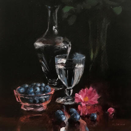 Painting Nature morte aux myrtilles by Sellier Octavia | Painting Figurative Oil Pop icons, Still-life