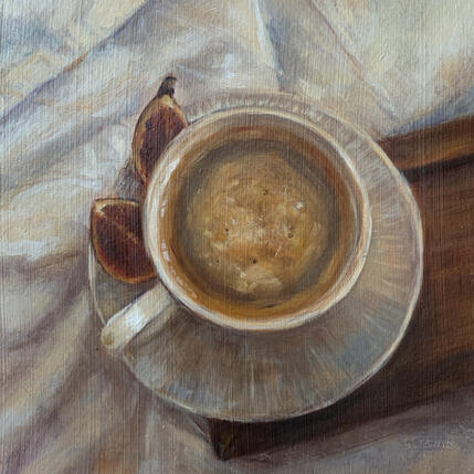 Painting Café et figue by Sellier Octavia | Painting Figurative Oil Pop icons, Still-life