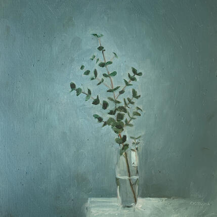 Painting Eucalyptus II by Sellier Octavia | Painting Figurative Oil Nature, Still-life