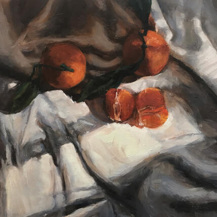 Painting Oranges by Sellier Octavia | Painting Figurative Oil Still-life
