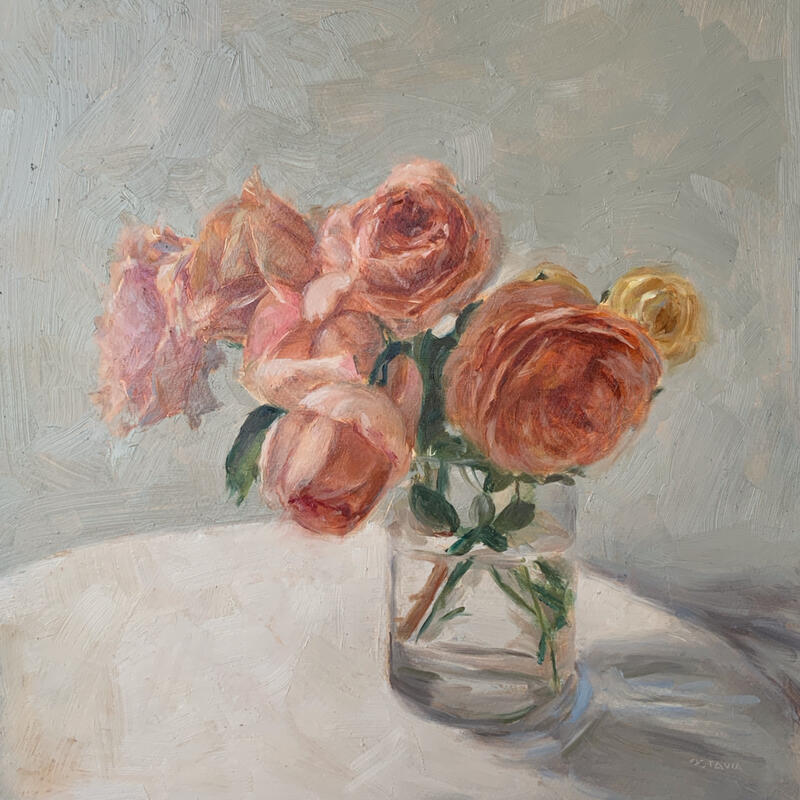 Painting Quelques fleurs by Sellier Octavia | Painting Figurative Nature Life style Still-life Oil
