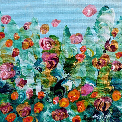 Painting Envolée de roses  by Amblard Florence | Painting