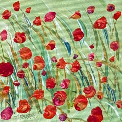 Painting Coquelicots et pavots by Amblard Florence | Painting Acrylic Landscapes, Nature