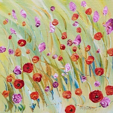 Painting Envolée de coquelicots et de pavots mauves by Amblard Florence | Painting