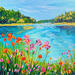 Painting Hautes herbes fleuries by Amblard Florence | Painting Landscapes Nature Acrylic