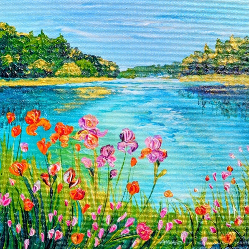 Painting Hautes herbes fleuries by Amblard Florence | Painting Landscapes Nature Acrylic