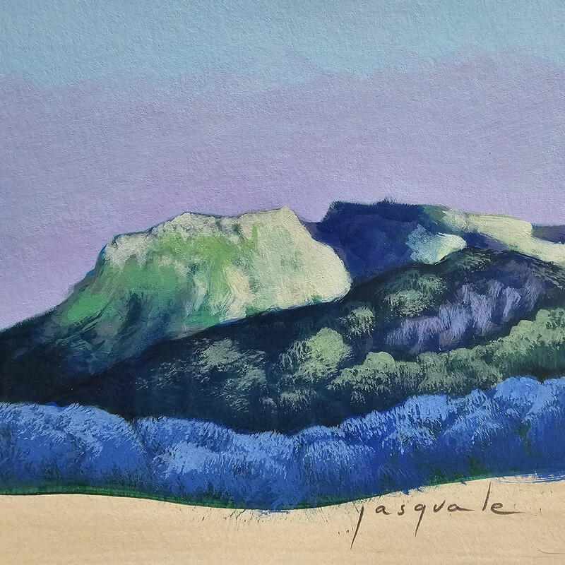 Painting Au loin by Pasquale | Painting Figurative Landscapes Nature Architecture Acrylic