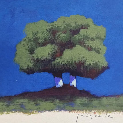 Painting Bleu sauvage by Pasquale | Painting Figurative Acrylic Architecture, Landscapes, Nature