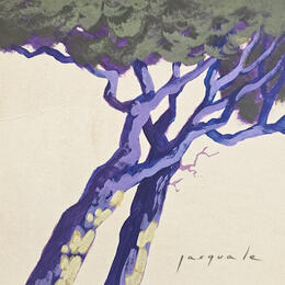 Painting Duo d'arbres by Pasquale | Painting Figurative Acrylic Architecture, Landscapes, Nature
