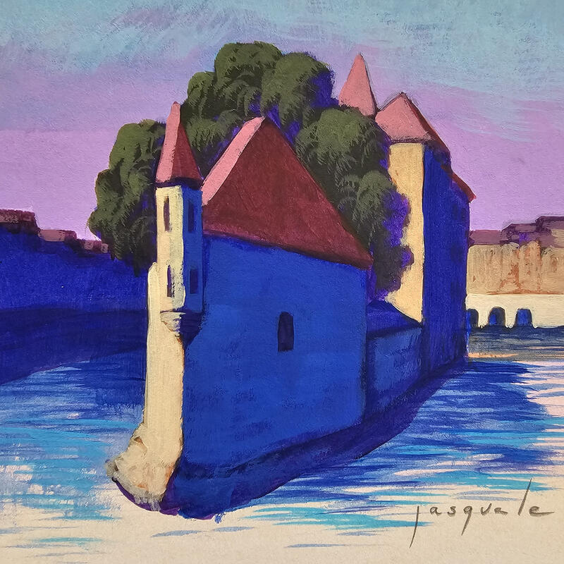 Painting L'âme d'Annecy by Pasquale | Painting Figurative Landscapes Nature Architecture Acrylic