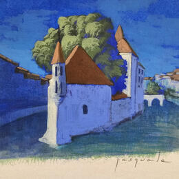 Painting Le coeur d'Annecy by Pasquale | Painting Figurative Acrylic Architecture, Landscapes, Nature