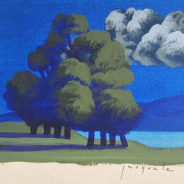 Painting L'ilot bleu by Pasquale | Painting Figurative Acrylic Architecture, Landscapes, Nature