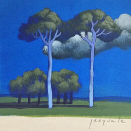 Painting Silence bleu by Pasquale | Painting Figurative Acrylic Architecture, Landscapes, Nature