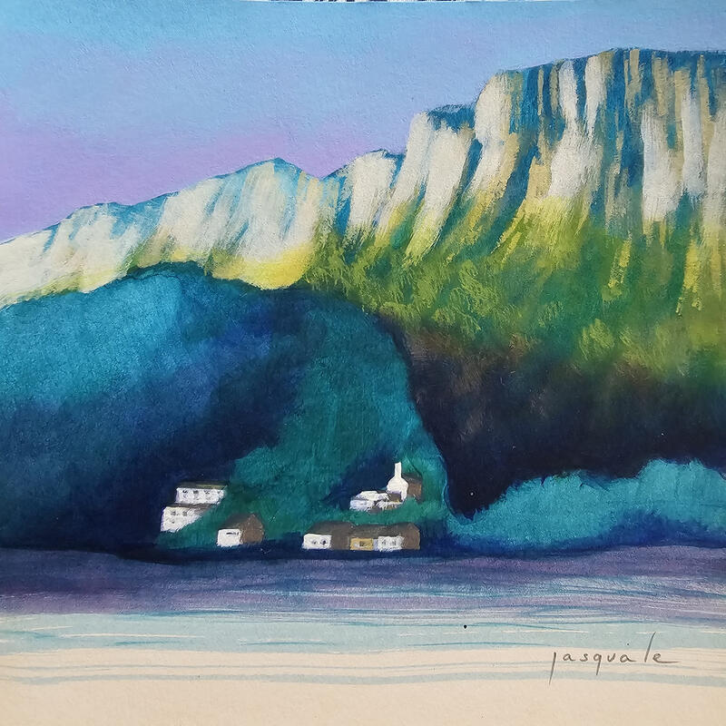 Painting Eaux calmes by Pasquale | Painting Figurative Landscapes Nature Architecture Acrylic
