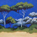 Painting Entre ciel et terre by Pasquale | Painting Figurative Landscapes Nature Architecture Acrylic
