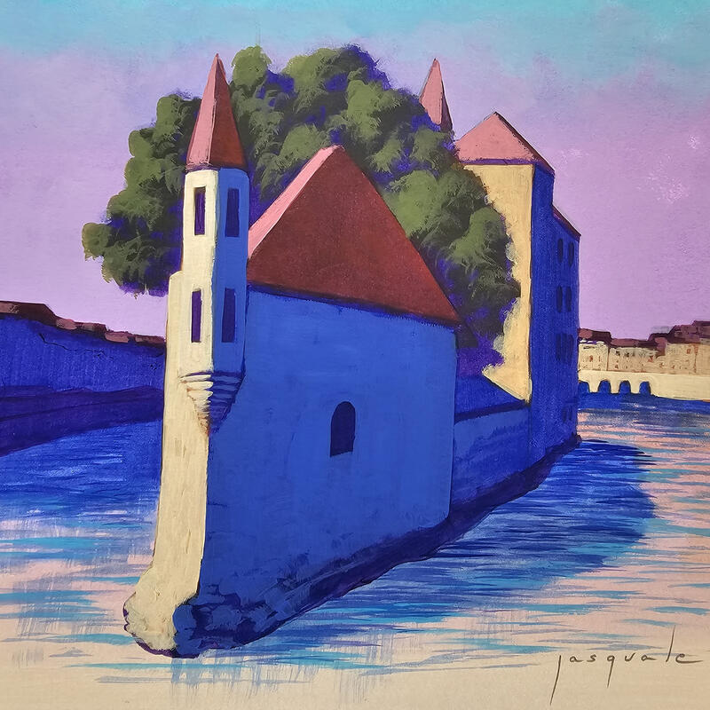 Painting Le gardien du Thiou by Pasquale | Painting Figurative Landscapes Nature Architecture Acrylic