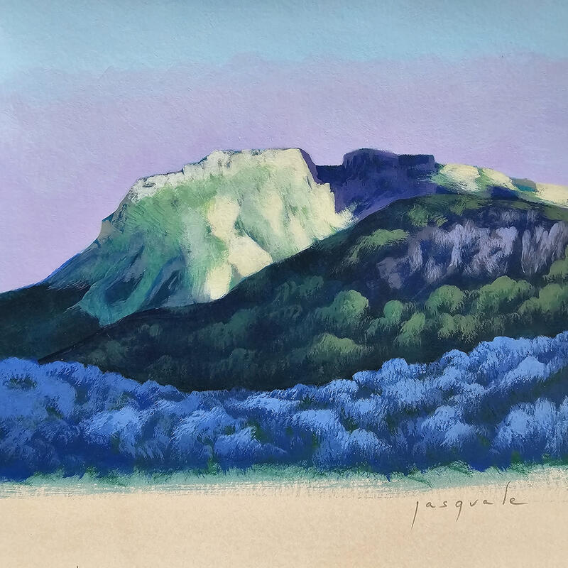 Painting Ligne de cimes by Pasquale | Painting Figurative Landscapes Nature Architecture Acrylic
