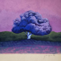 Painting Sous le ciel rose by Pasquale | Painting Figurative Acrylic Architecture, Landscapes, Nature