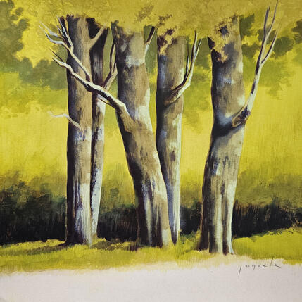 Peinture Arbres du soleil par Pasquale | Tableau Figuratif Acrylique Architecture, Nature, Paysages