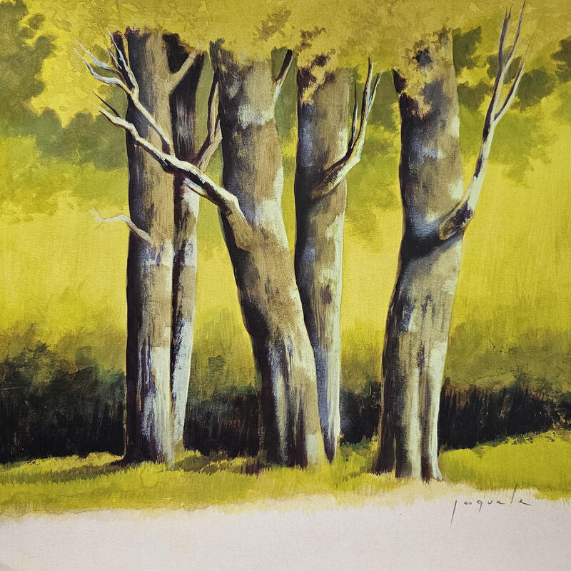 Peinture Arbres du soleil par Pasquale | Tableau Figuratif Paysages Nature Architecture Acrylique