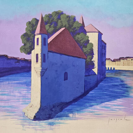 Peinture Entre pierre et lumière par Pasquale | Tableau Figuratif Acrylique Architecture, Nature, Paysages