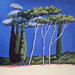Peinture Là haut par Pasquale | Tableau Figuratif Paysages Nature Architecture Acrylique