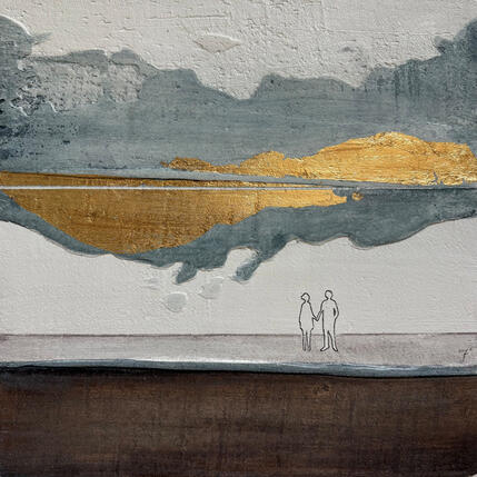 Painting ACROSS THE LINE by Roma Gaia | Painting Subject matter Acrylic, Sand Minimalist, Pop icons