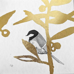 Peinture Olives par Mü | Tableau Figuratif Encre, Feuille d'or Animaux, Nature