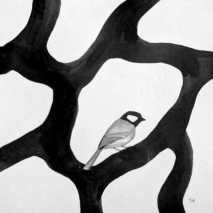 Gemälde Muse von Mü | Gemälde Figurativ Tinte Architektur, Minimalistisch, Tiere