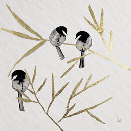 Painting Éternel été by Mü | Painting Figurative Gold leaf, Ink Animals, Black & White, Landscapes